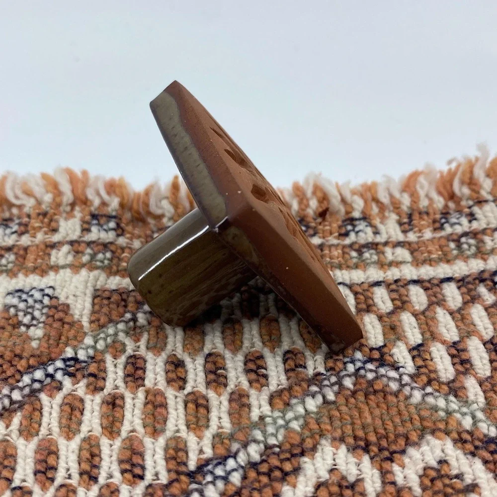 Rycraft Square Rare Brown Handle Terracotta Clay Glazed Shortbread Cookie Stamp